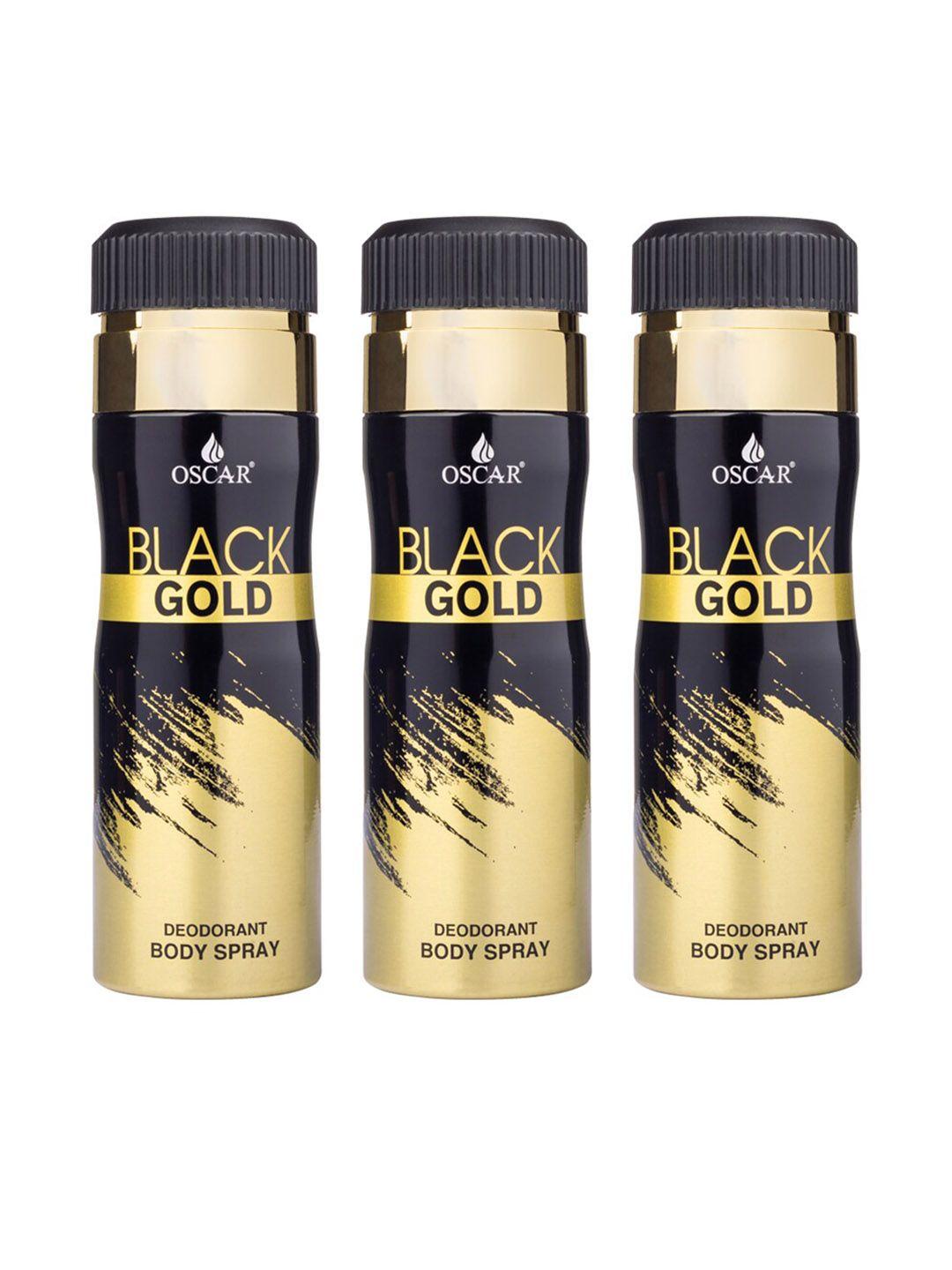 oscar set of 3 black gold long lasting deodorant spray - 200 ml each