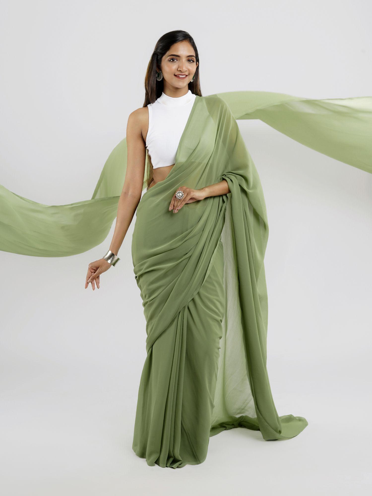 oshma georgette saree with unstitched blouse