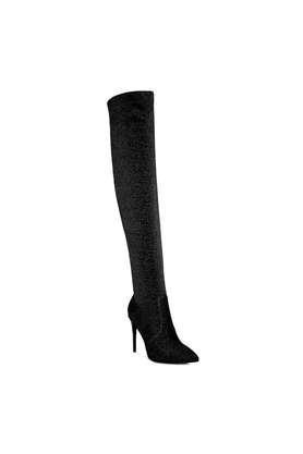 other zipper women's party wear boots - black