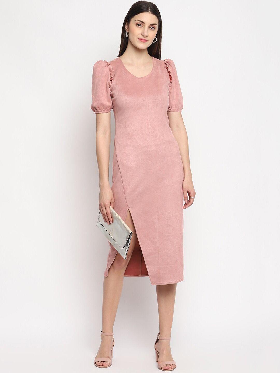 otorva pink sheath midi dress