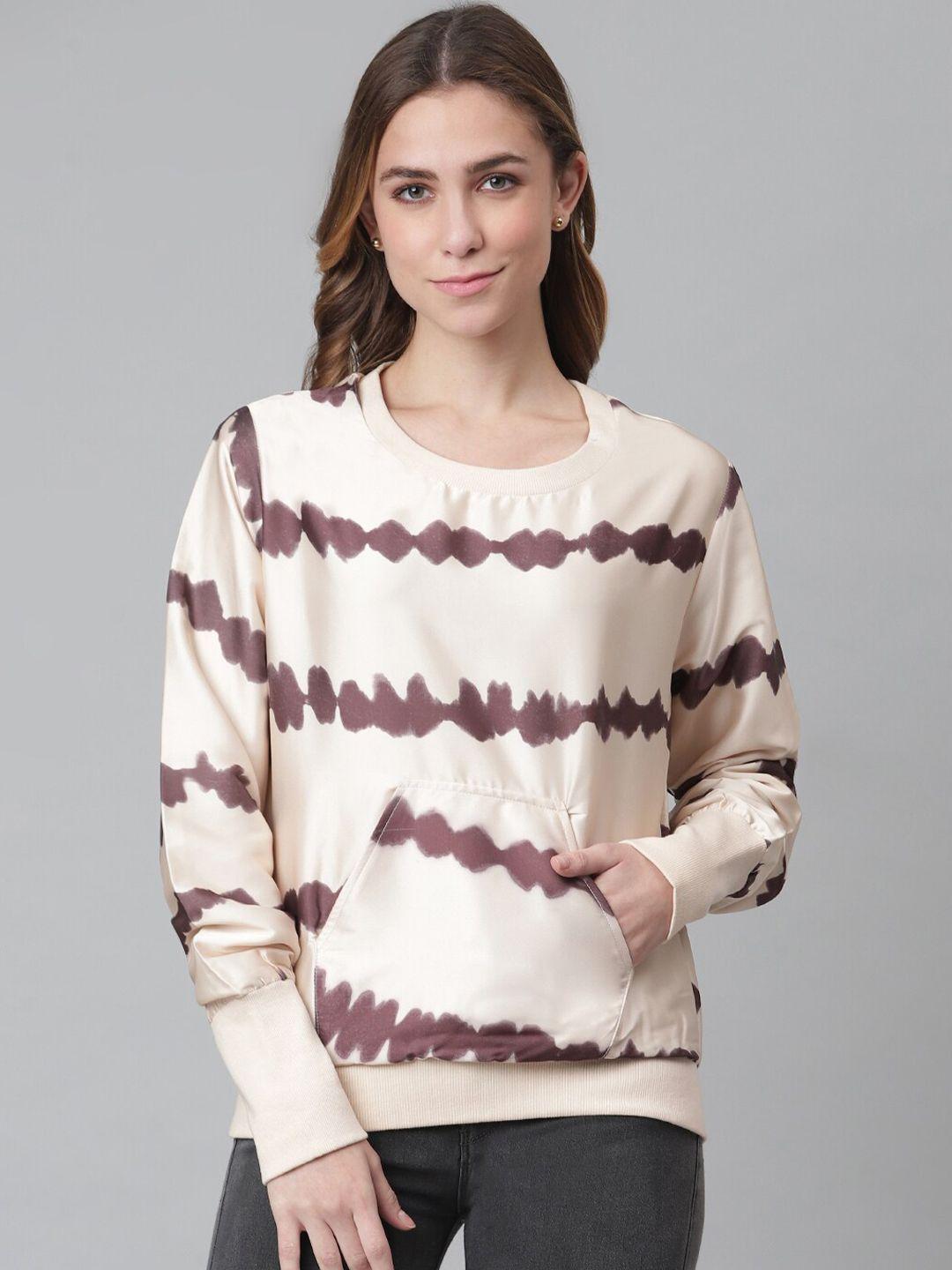 otorva women cream-coloured printed sweatshirt
