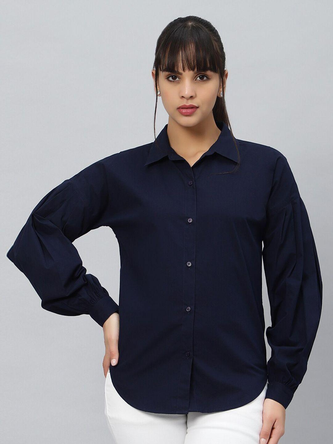 oui women comfort oversized fit cotton casual shirt