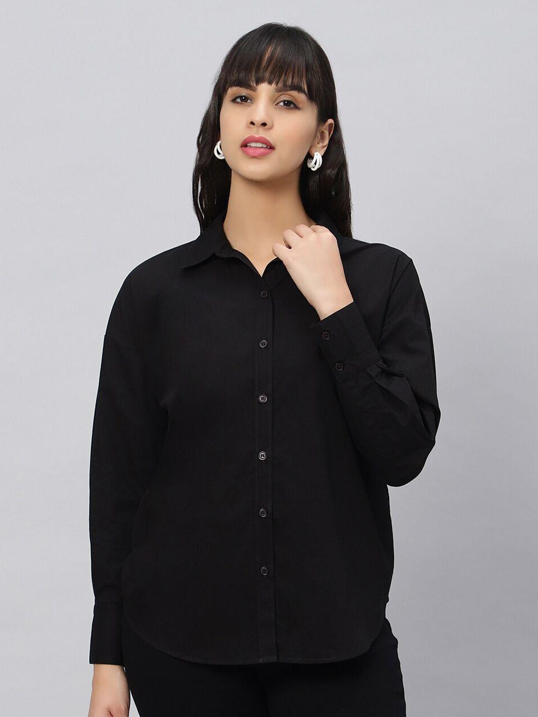 oui comfort spread collar oversized fit cotton casual shirt