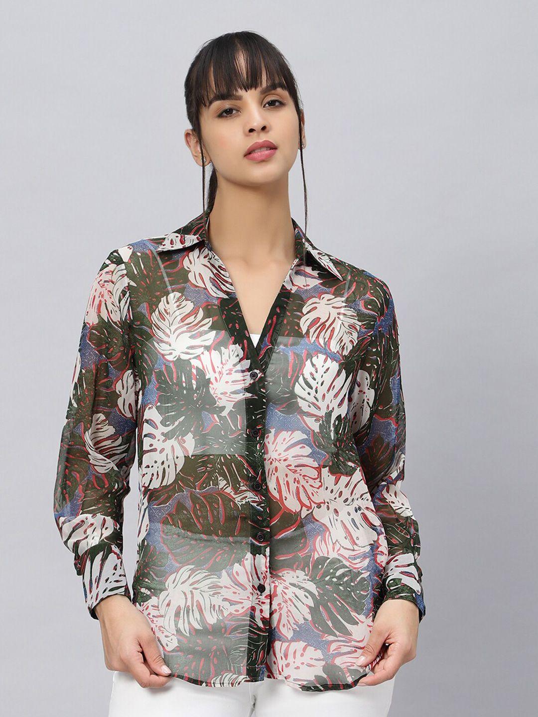 oui women comfort oversized floral printed casual shirt