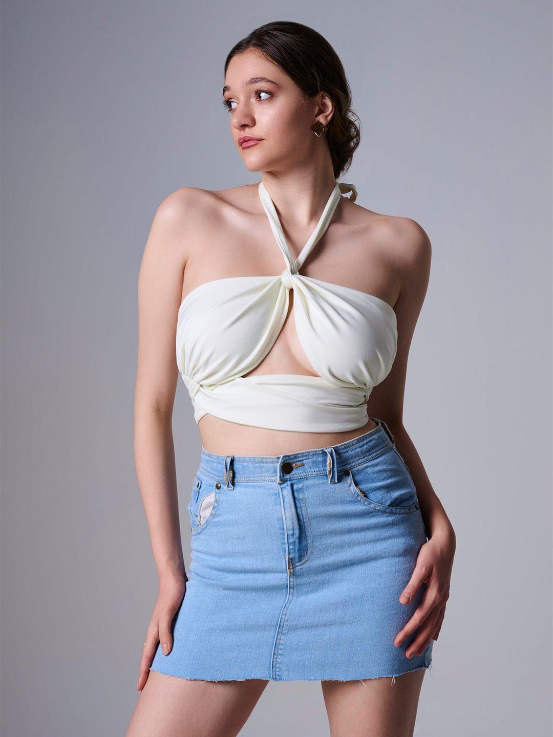 outcast halter neck cut out detail crop top