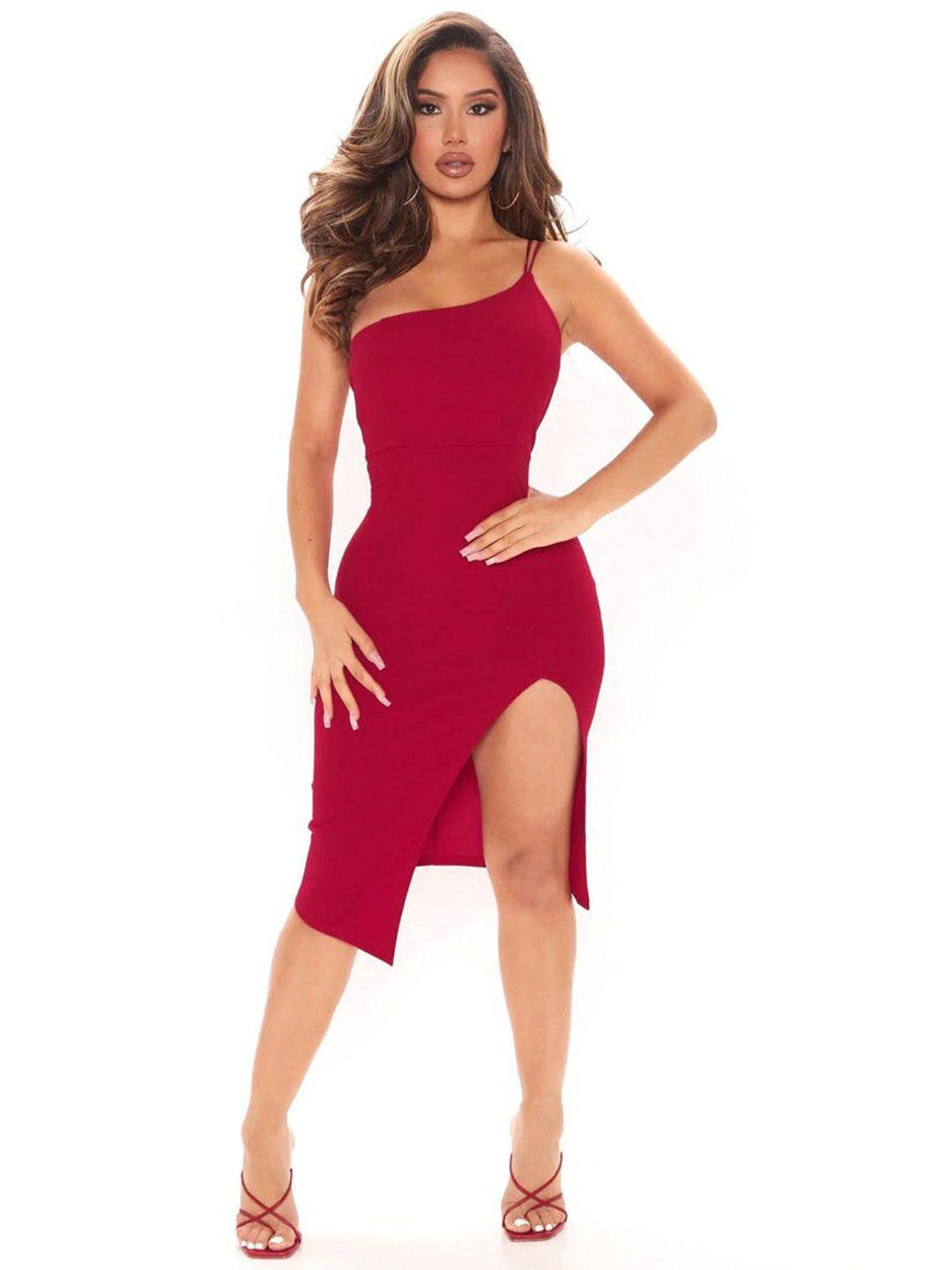 outcast one shoulder bodycon dress