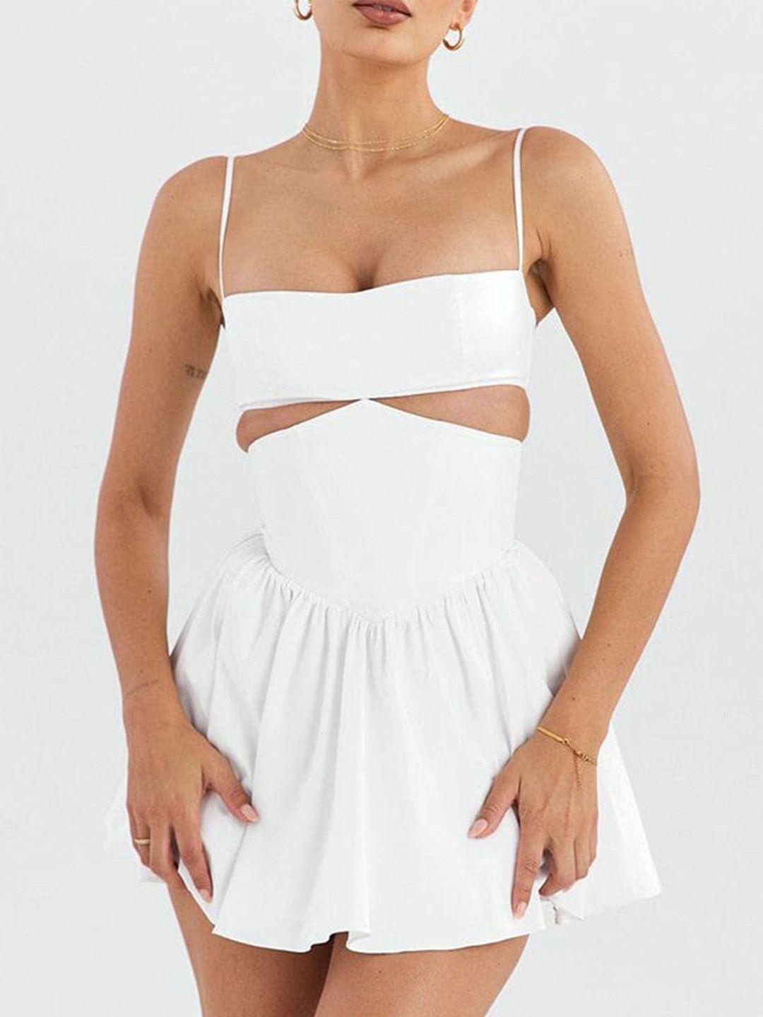 outcast shoulder straps  fit & flare cut-out mini dress