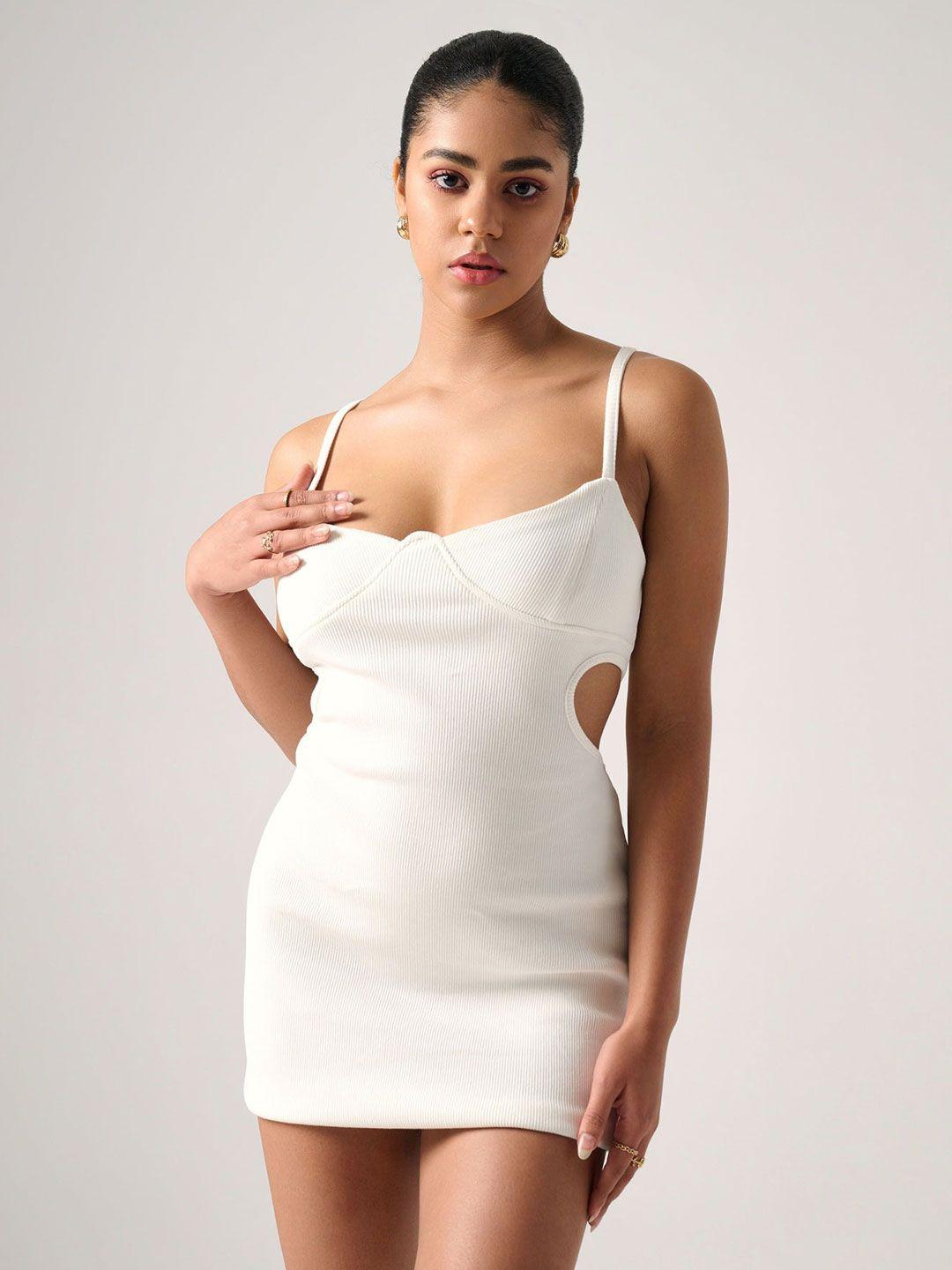 outcast shouldere straps cut outs bodycon mini dress