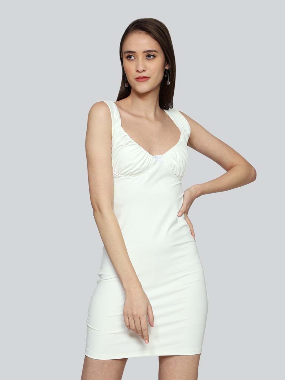 outcast v-neck gathered bodycon dress