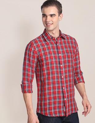 outdoor check linen cotton shirt