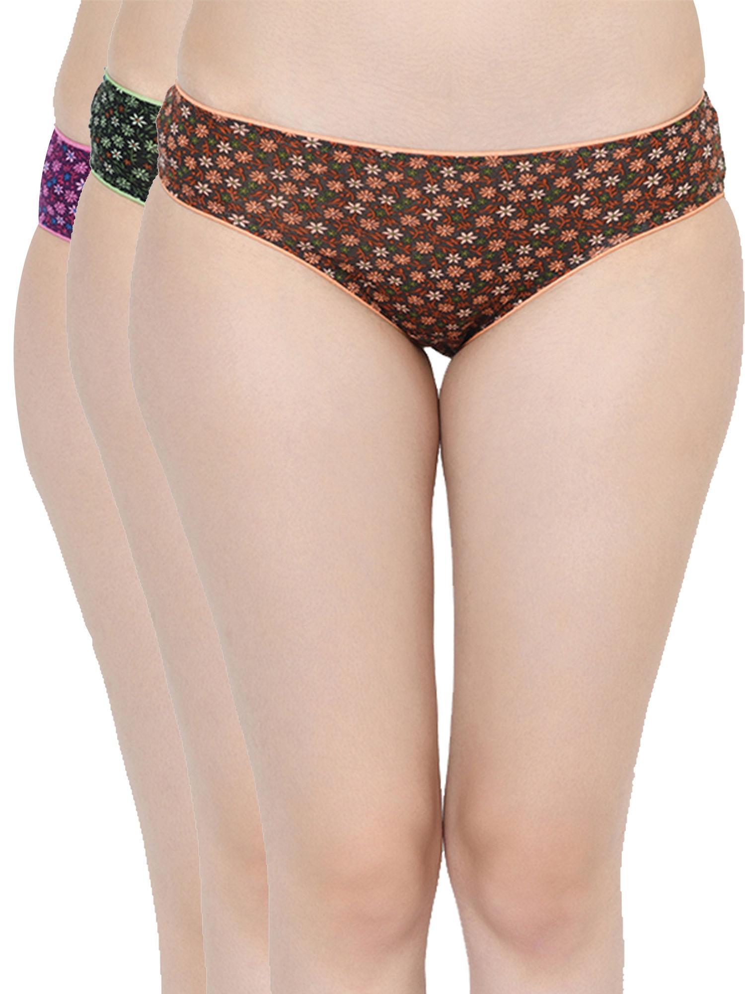 outer elastic bikini assorted panties (po3) - multi-color