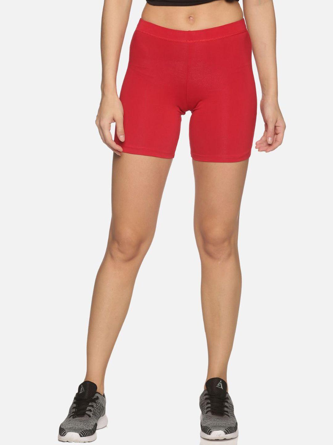 outflits-women-red-skinny-fit-cycling-sports-shorts