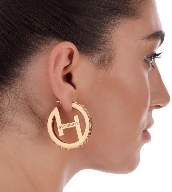 outhouse o.h monogram mini hoop earrings