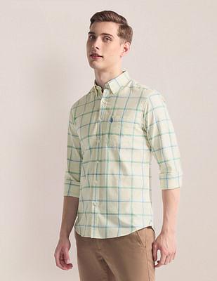 outline check twill shirt