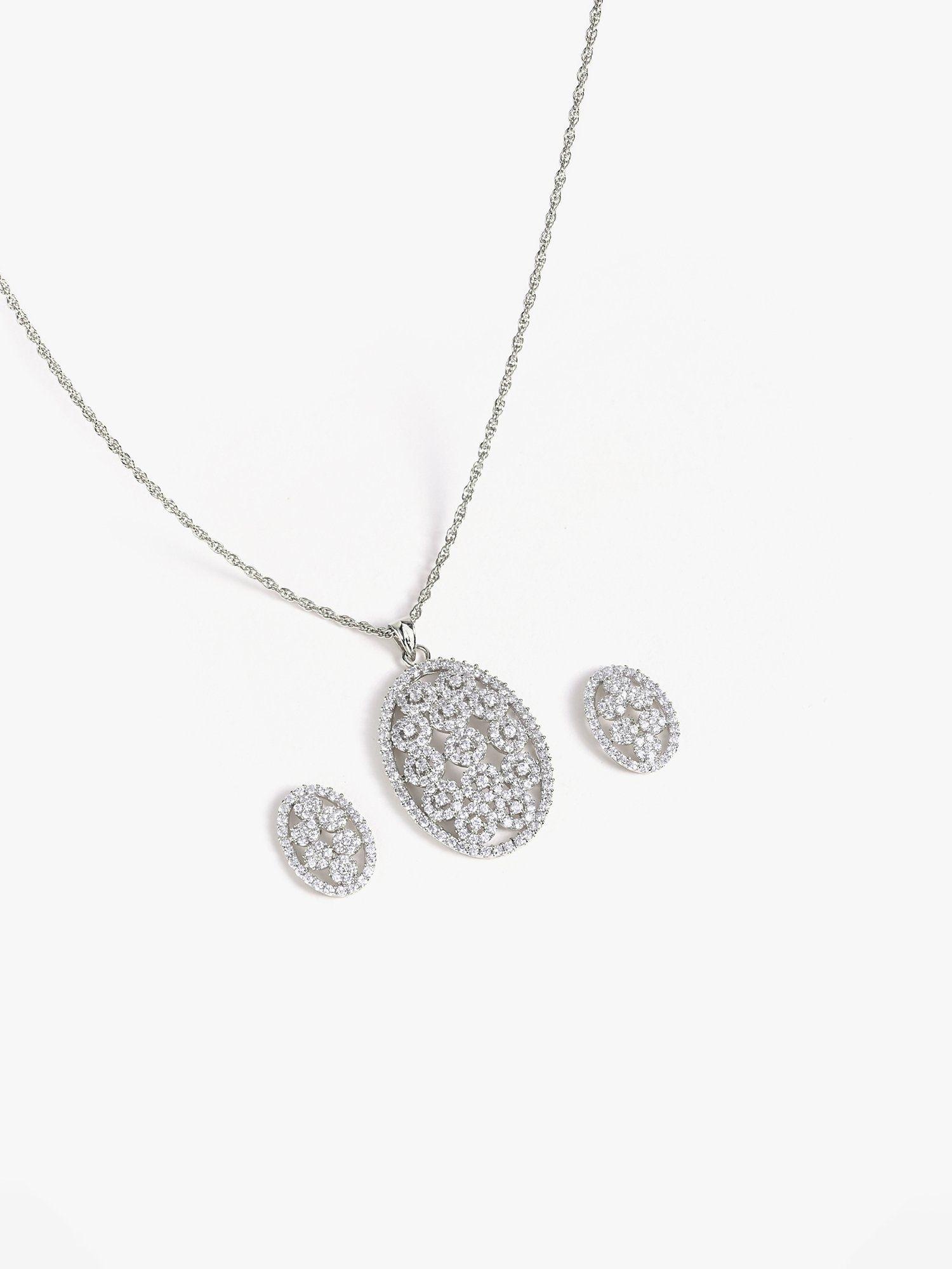 oval cluster sterling silver set