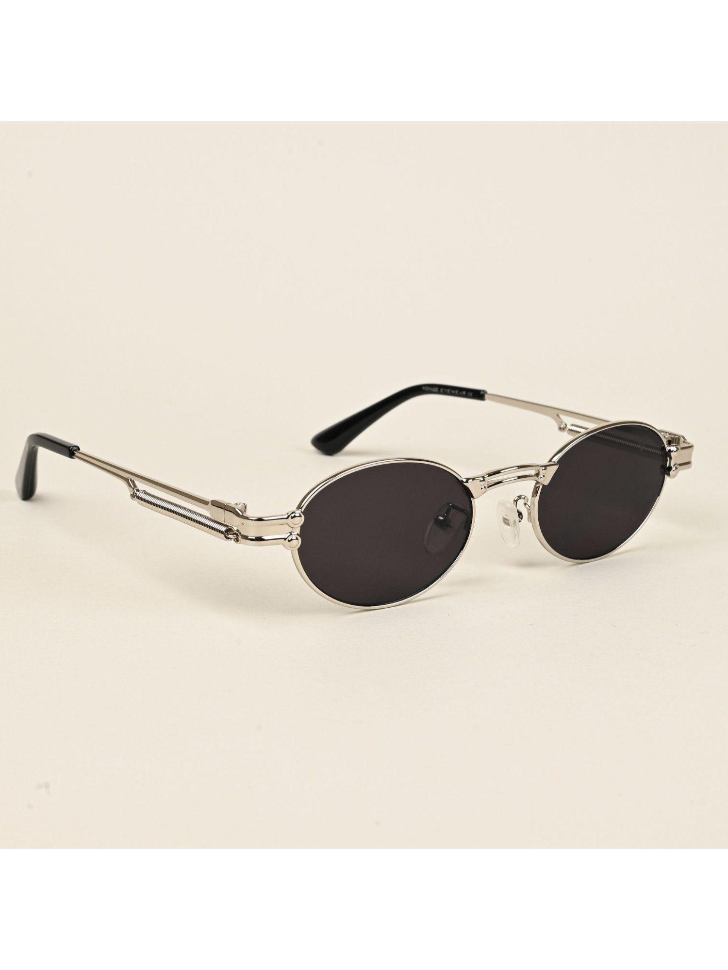 oval sunglasses for men & women - silver (50)