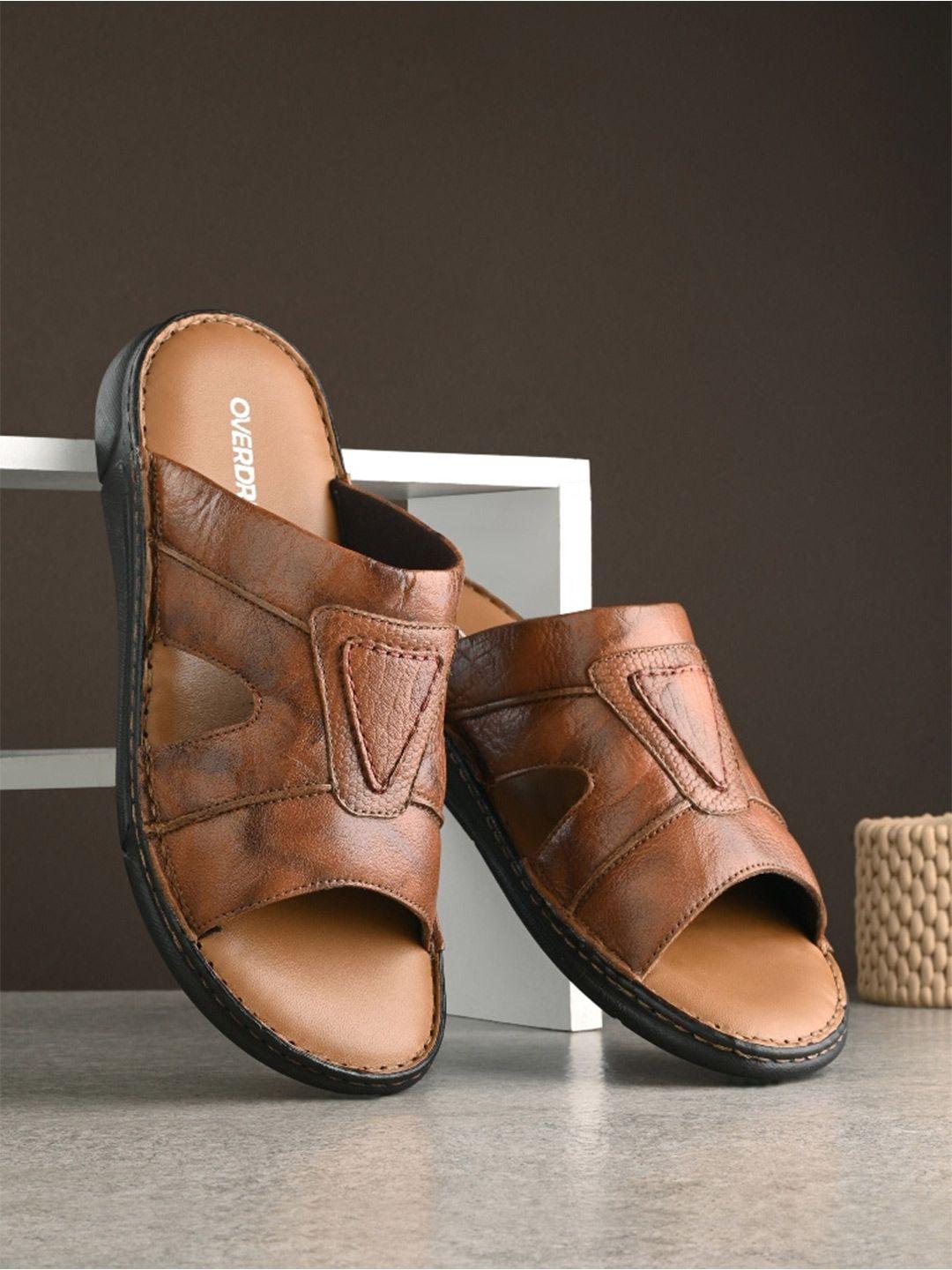 overdrive textured leather comfort sandals