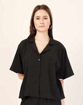 oversized fit shirt with lapel collar