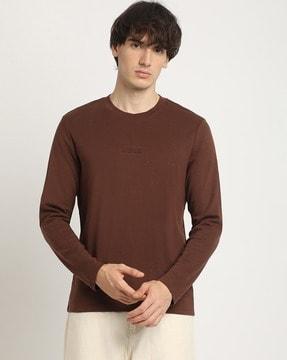 oversized crew-neck t-shirt with logo embroidery