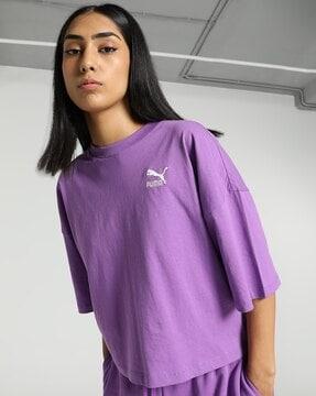 oversized crew-neck t-shirt with logo print