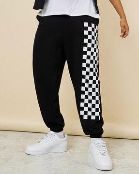 oversized joggers with checkboard side panel