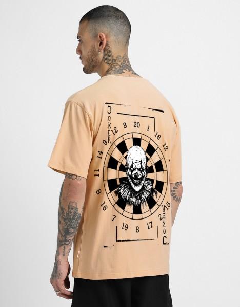 oversized men printed, typography round neck pure cotton beige t-shirt