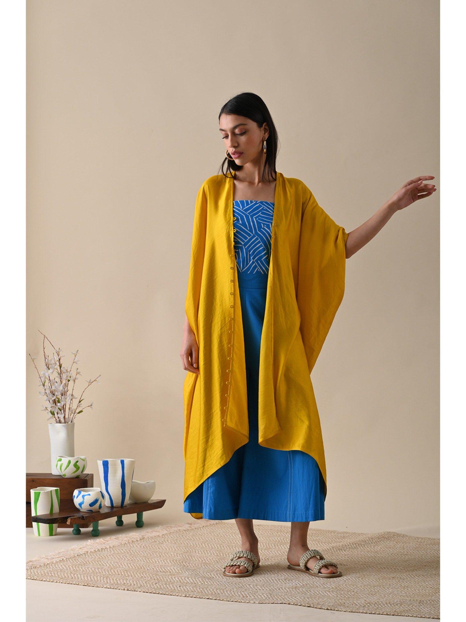 oversized mustard solid cape