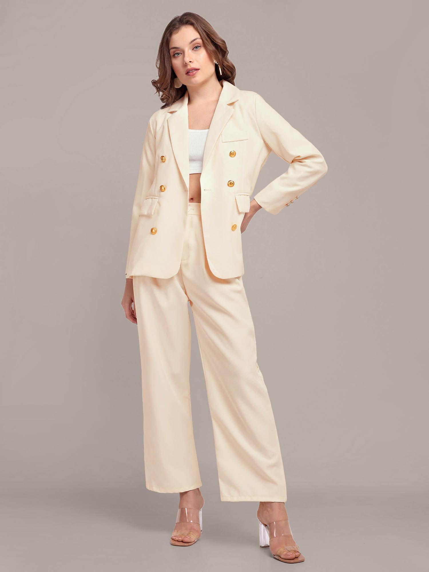 oversized off white blazer & pant (set of 2)