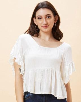 oversized peplum top with frilled detail