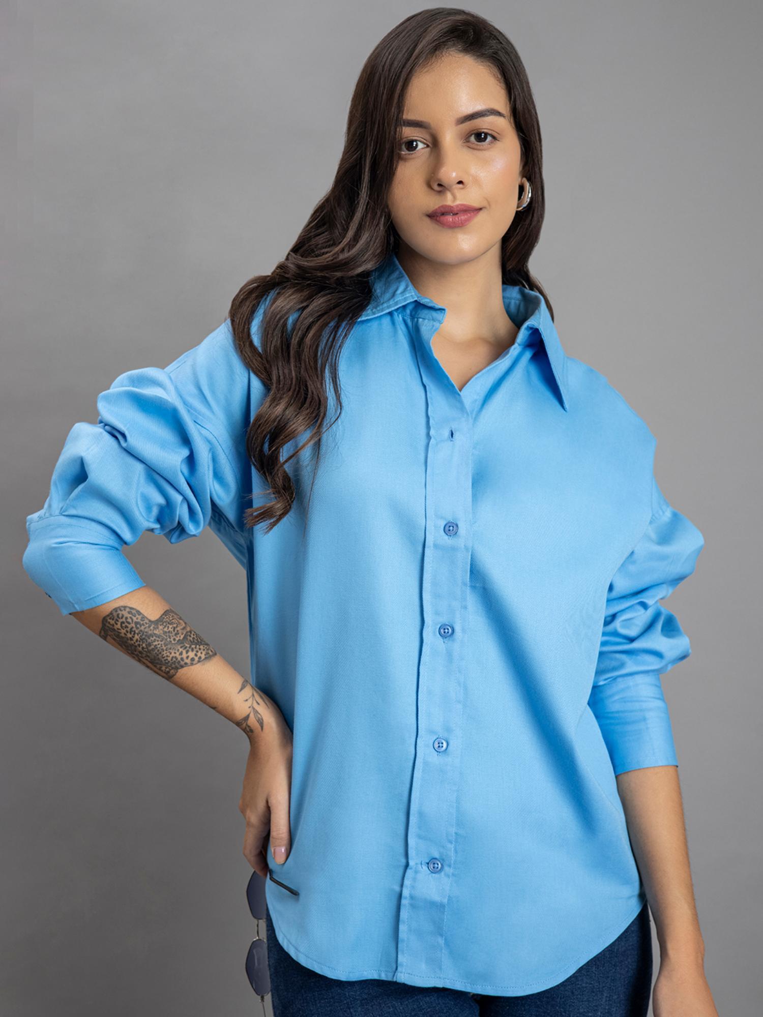 oversized pure cotton blue shirt