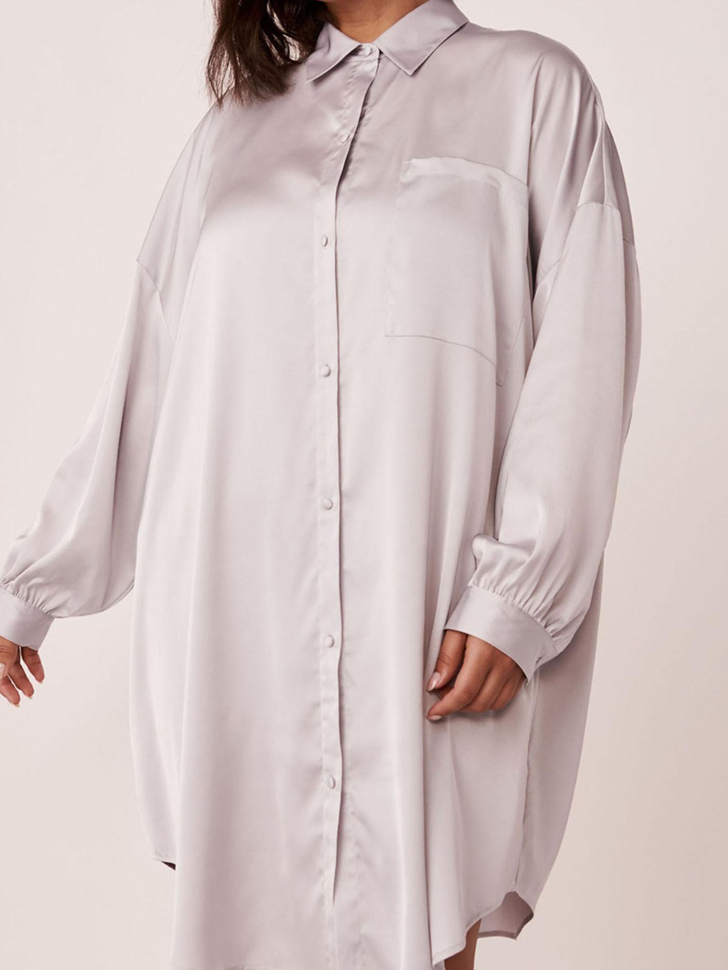 oversized satin button-down sleepshirt