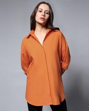 oversized shirt with curved hem
