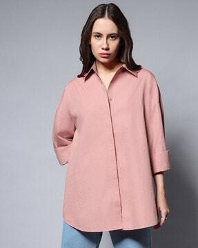 oversized shirt with curved hem