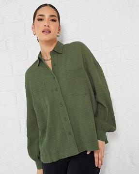 oversized shirt with patch pockets