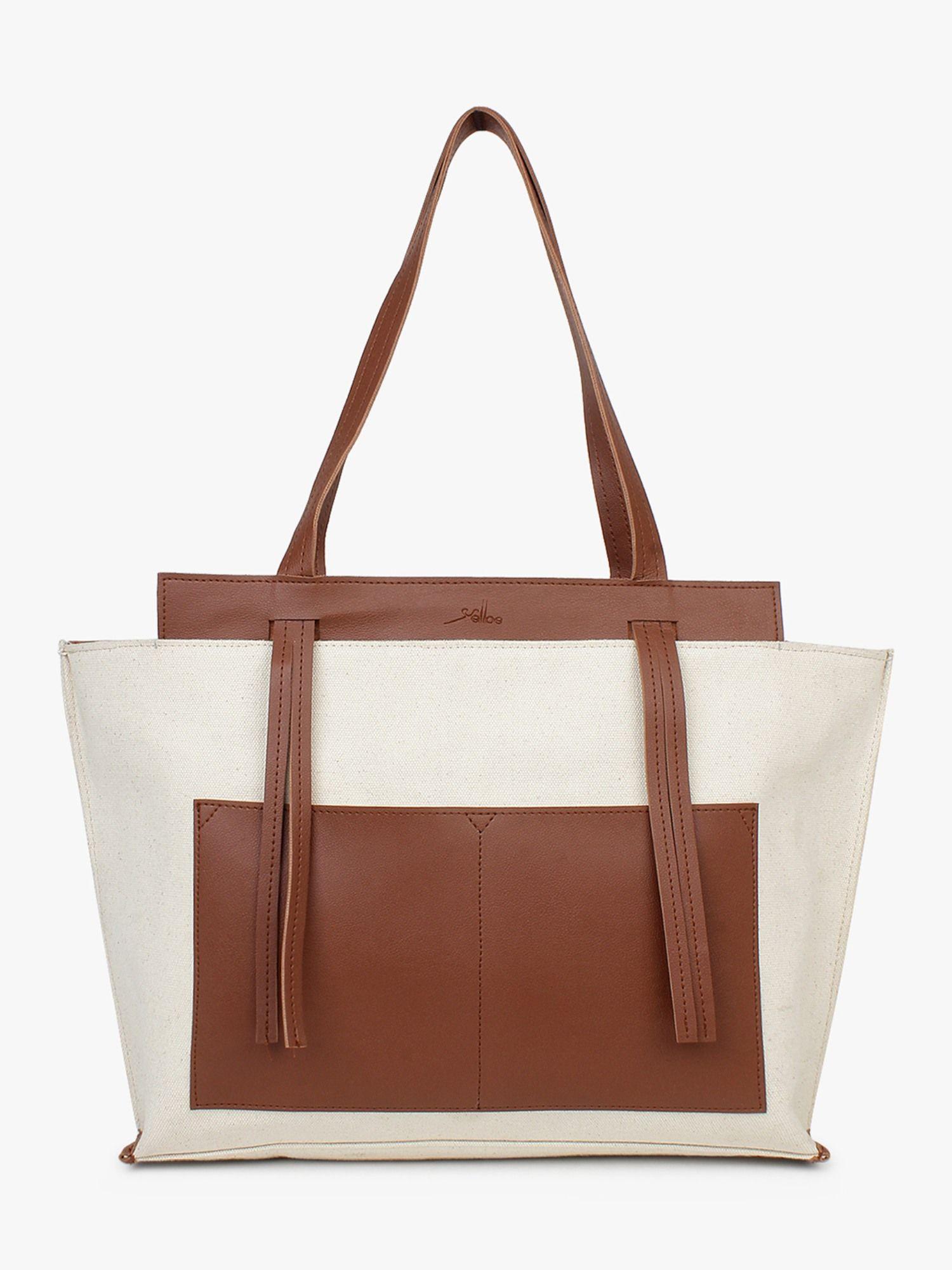 oversized shopper bag off white tan