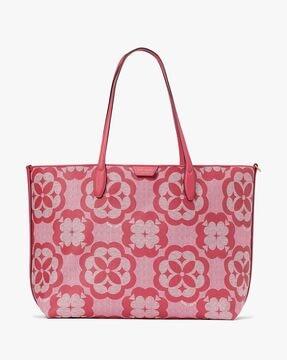 oversized spade flower monogram coated canvas sutton large tote