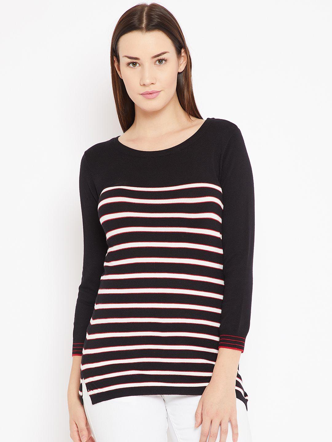 ovs women black & white striped pullover