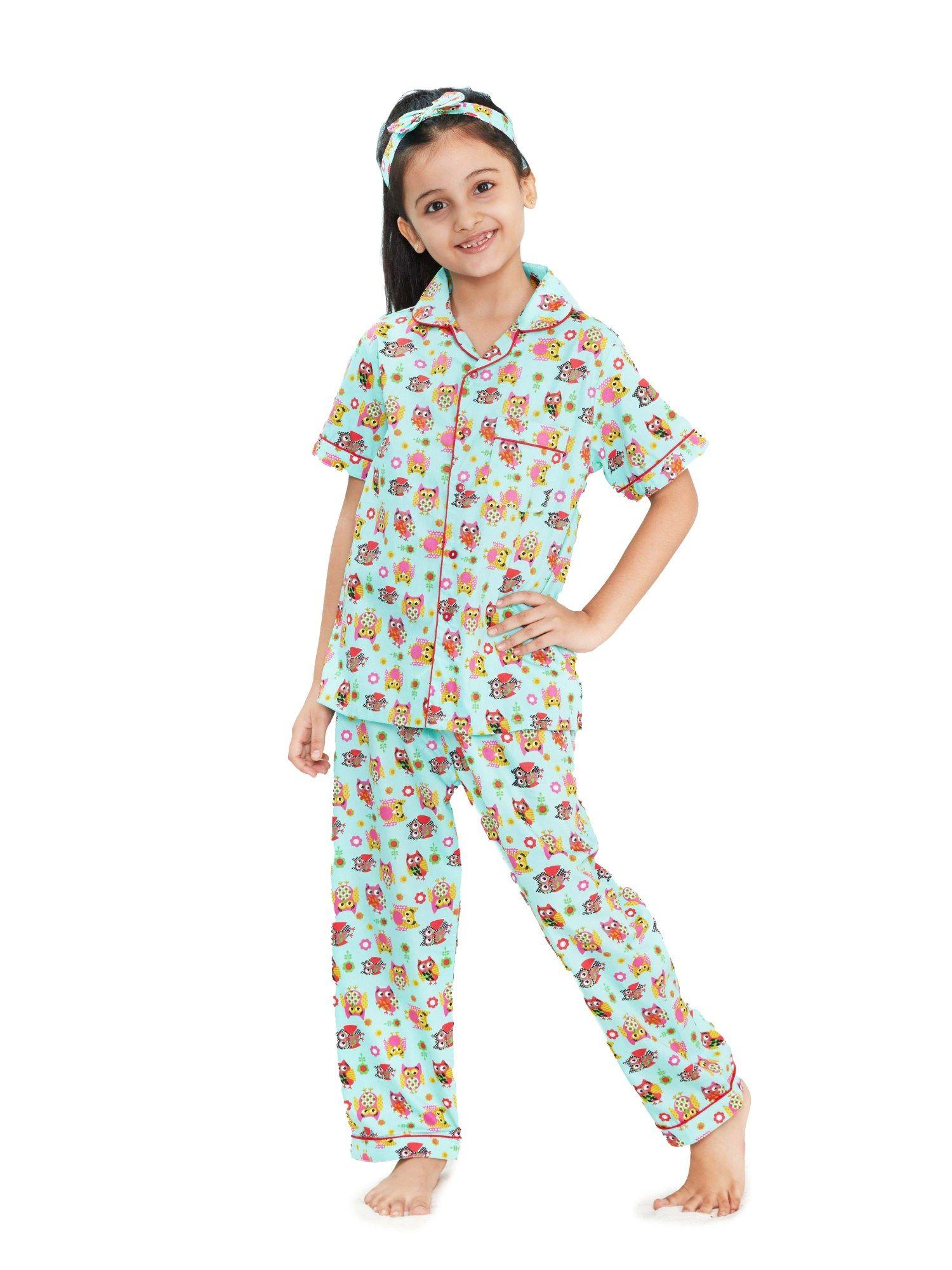 owlet nightwear dress suit for kids (set of 2)