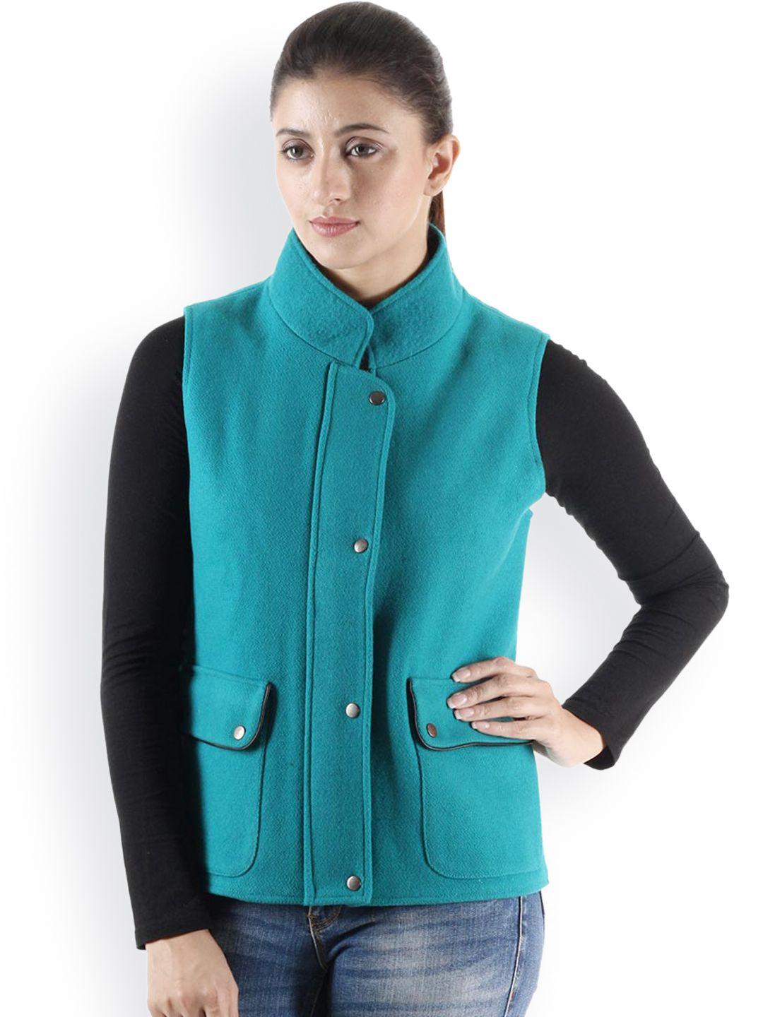 owncraft teal blue woollen jacket