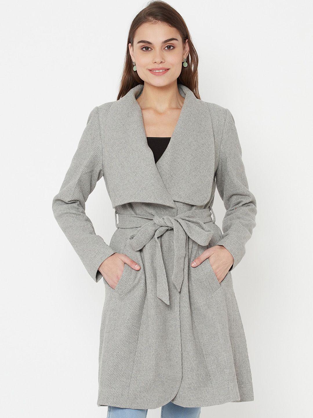 owncraft women grey self-design over coat