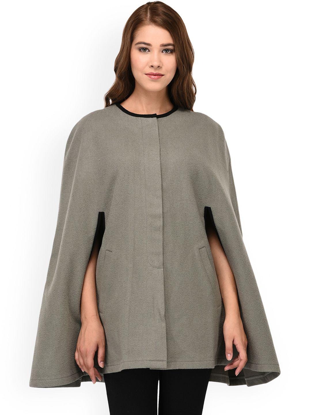 owncraft women grey solid woolen coat