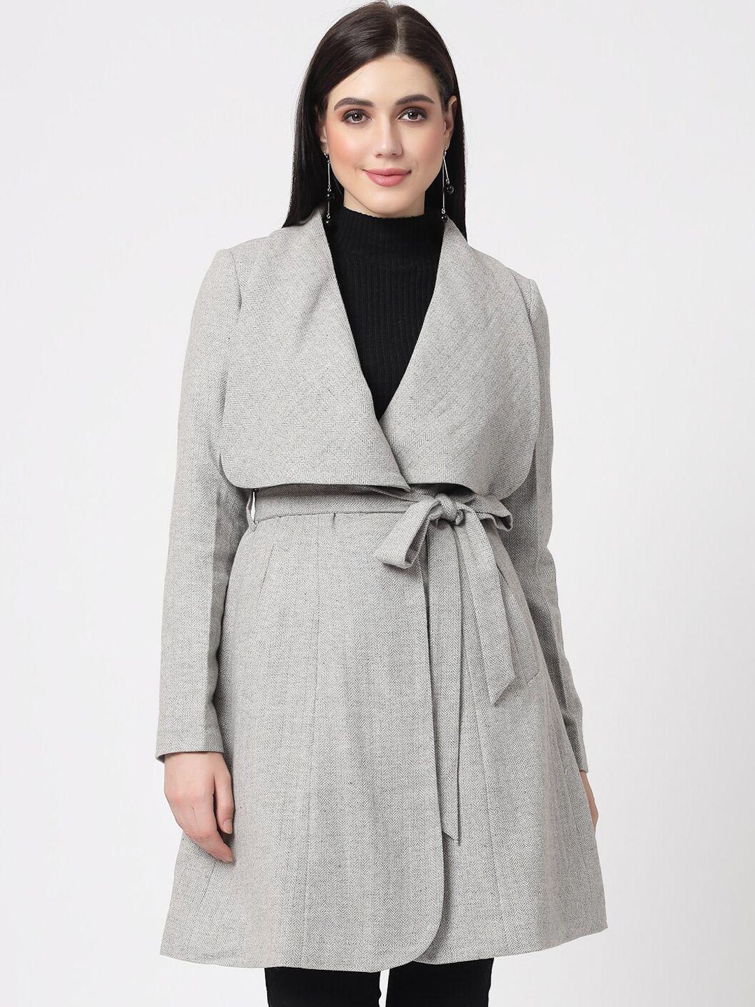 owncraft women herringbone-design double-breasted belted longline overcoat