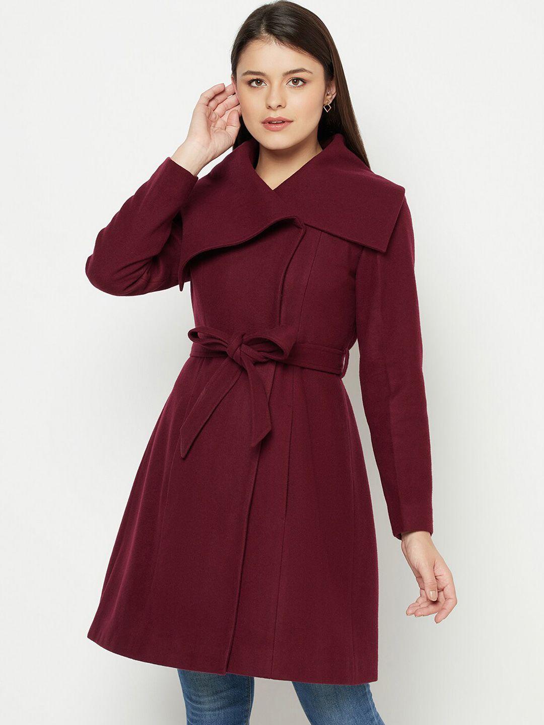 owncraft women maroon solid overcoat