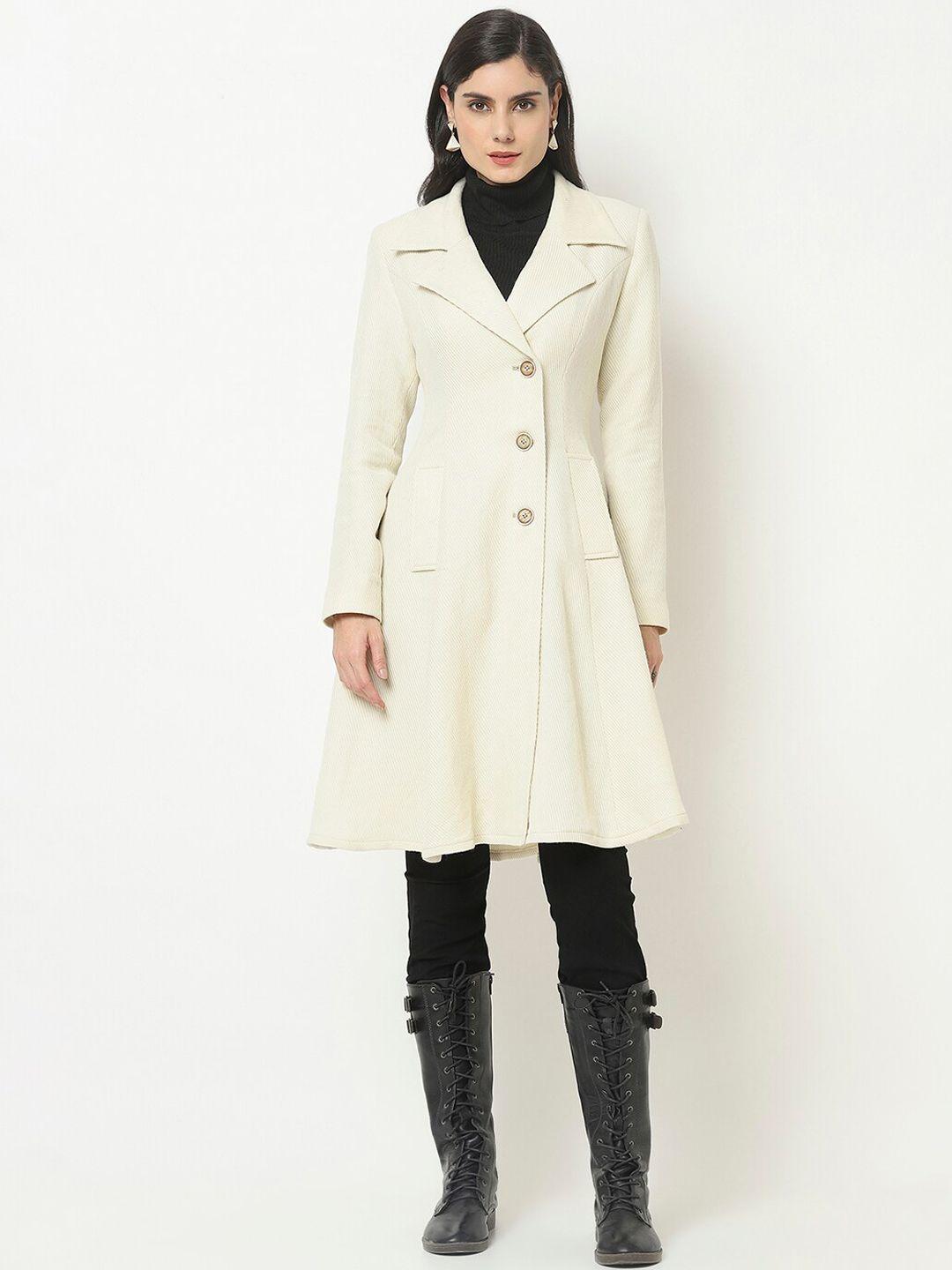 owncraft women white solid trench coat