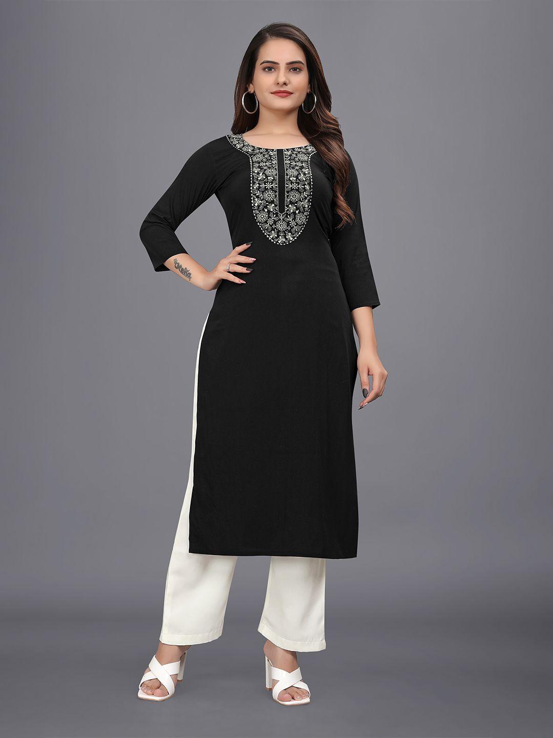 owo the label embroidered work straight kurta