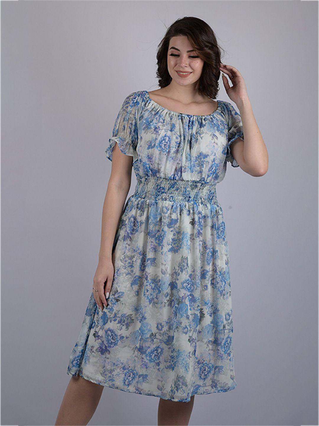 owo the label multicoloured floral off-shoulder chiffon dress