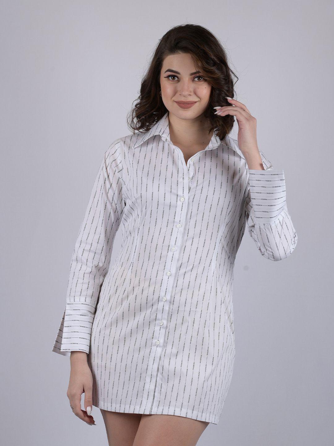 owo the label striped mini pure cotton shirt dress