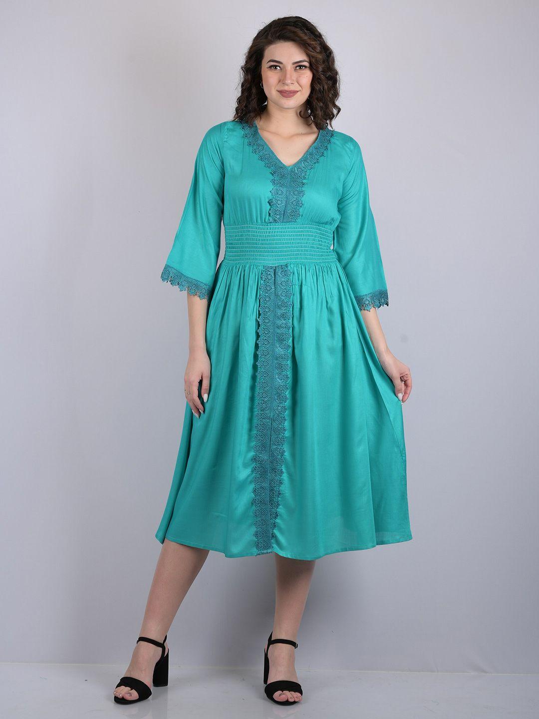 owo the label turquoise blue midi dress