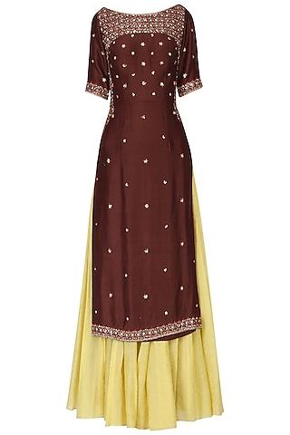 oxblood embroidered kurta with