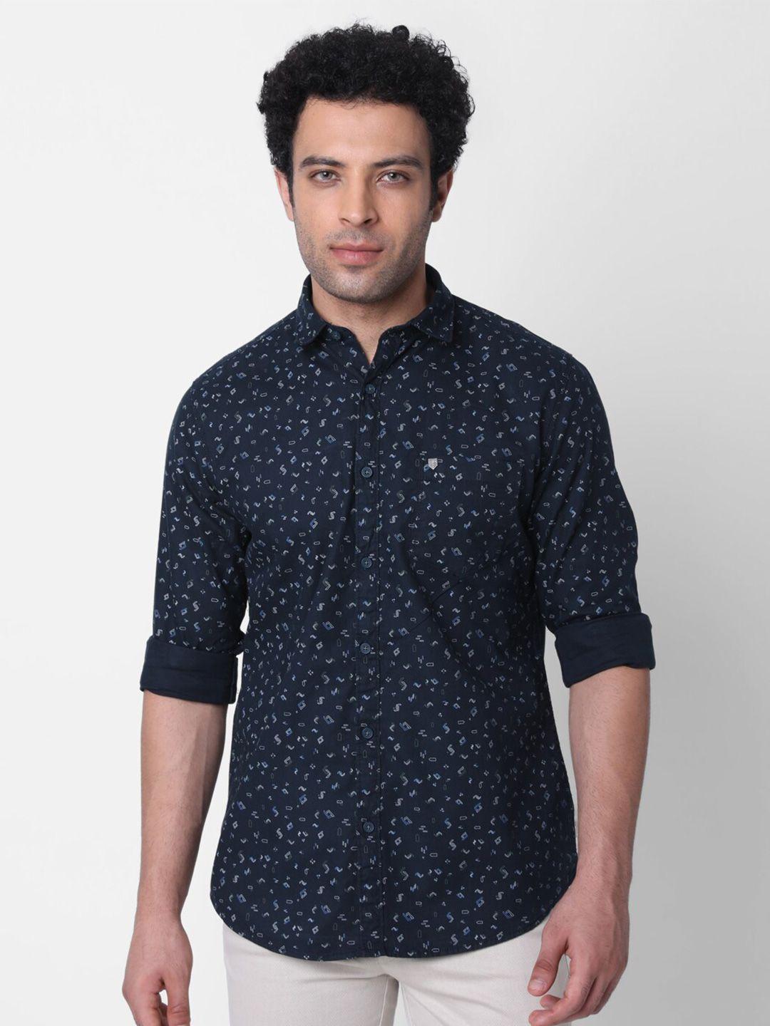 oxemberg  classic slim fit conversational printed casual cotton shirt